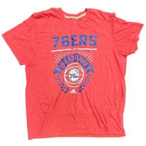 Y2K Philadelphia 76ers NBA Red Adidas XL T-Shirt Unisex